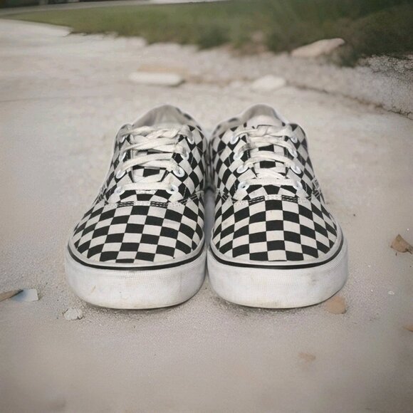 Men's VANS  Black /White  Checkerboard Canvas Sneakers Shoes Women's Size 10 - Picture 2 of 8